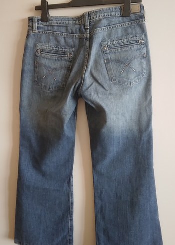 Kadın Denim Bol Kesim İspanyol Paça Normal Boy Jean Pantolon - Görsel 5