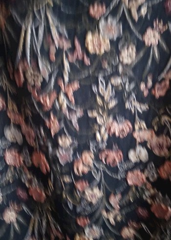 Lacivert Çiçek Desenli Astarlı Midi Elbise - Görsel 3