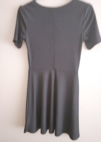 V Yakalı Siyah Midi Kadın Elbise - Görsel 7