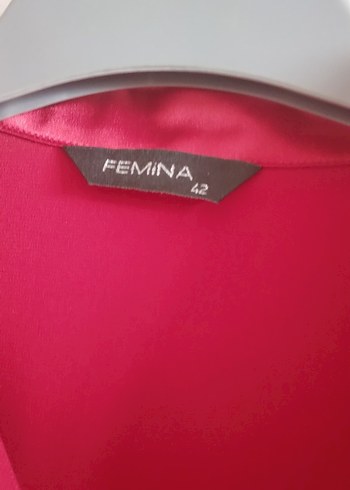 Kırmızı Saten Düğmeli Gömlek Yakalı Kadın Bluz - Görsel 3