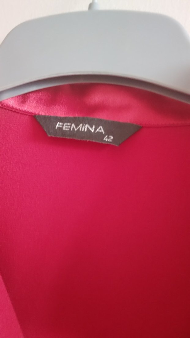 Kırmızı Saten Düğmeli Gömlek Yakalı Kadın Bluz - Görsel 3