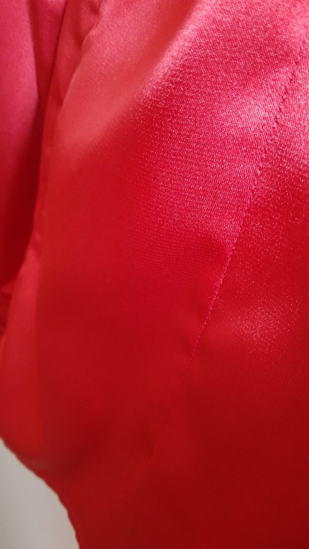 Kırmızı Saten Düğmeli Gömlek Yakalı Kadın Bluz - Görsel 5