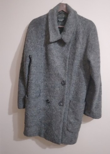 Gri Kaşe Yünlü Kadın Kaban - Görsel 3