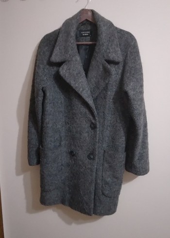 Gri Kaşe Yünlü Kadın Kaban - Görsel 2