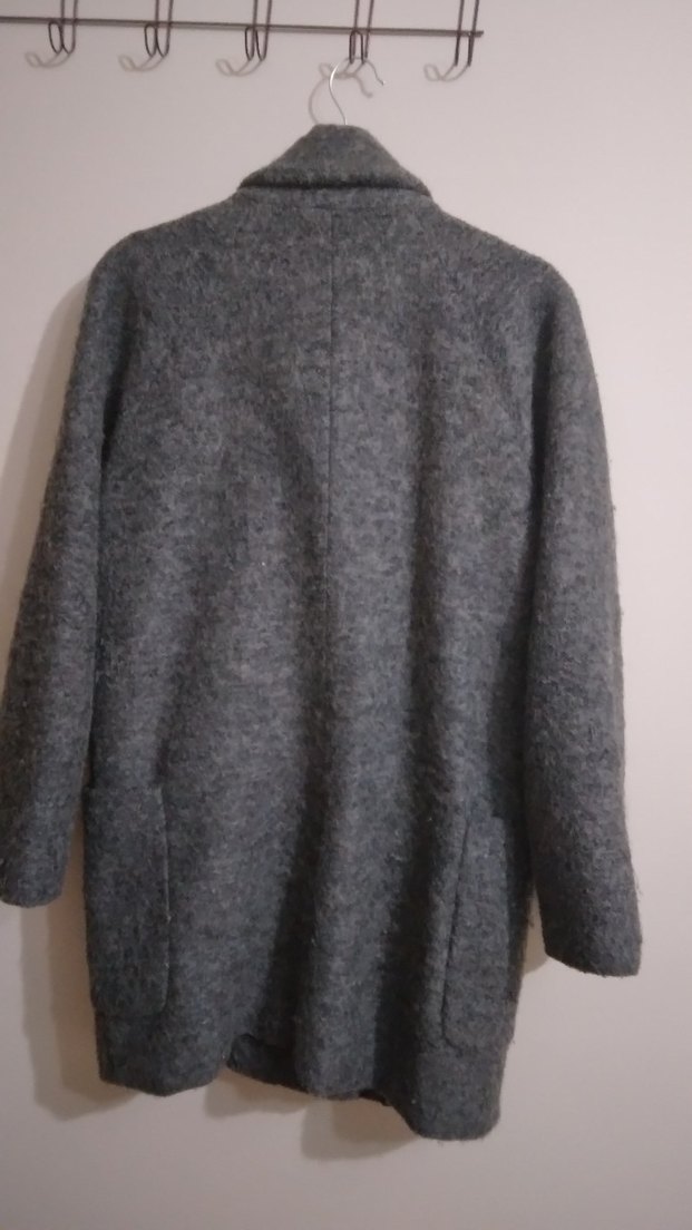 Gri Kaşe Yünlü Kadın Kaban - Görsel 5