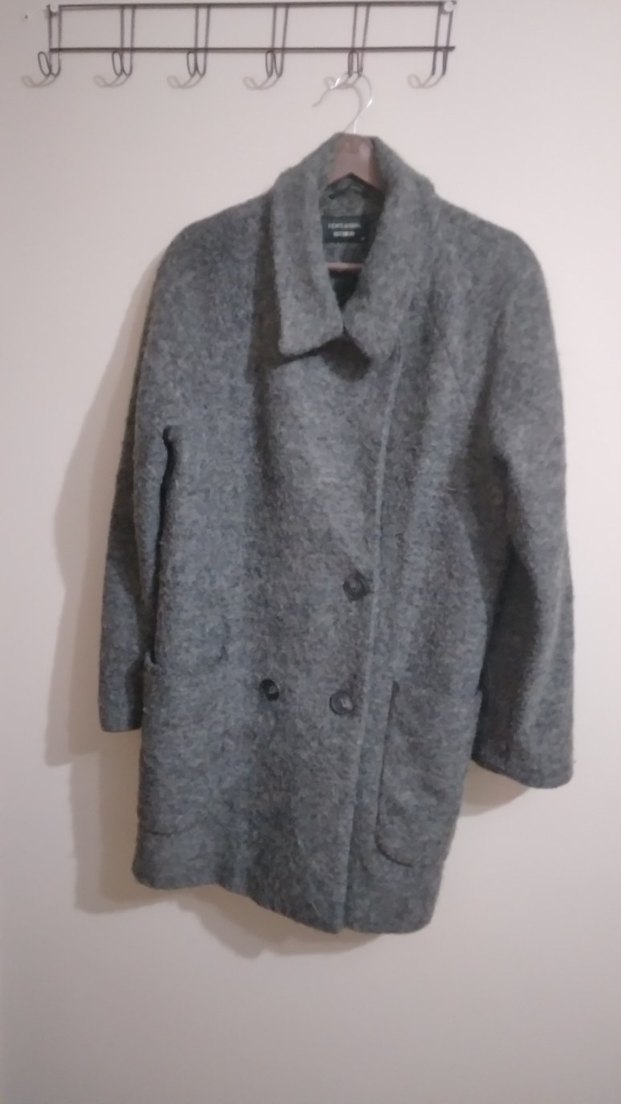 Gri Kaşe Yünlü Kadın Kaban - Görsel 3