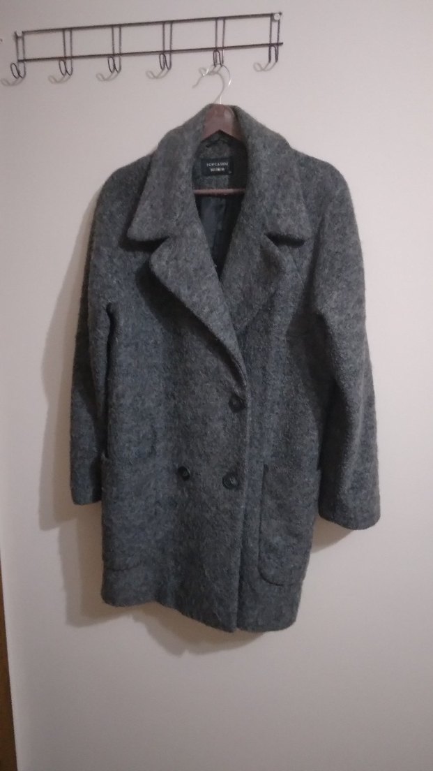 Gri Kaşe Yünlü Kadın Kaban - Görsel 2