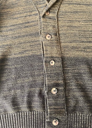 Düğmeli Gri Erkek Triko Hırka - Görsel 5