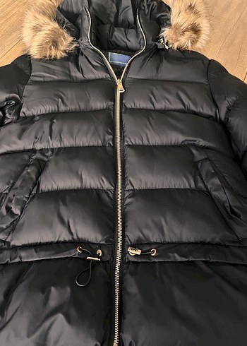 Kadın Siyah Kürklü Kış Montu - Görsel 2