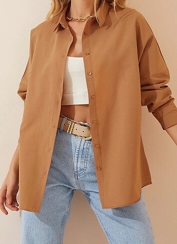Trendyol & Milla Cansel Oversize uzun basic gömlek