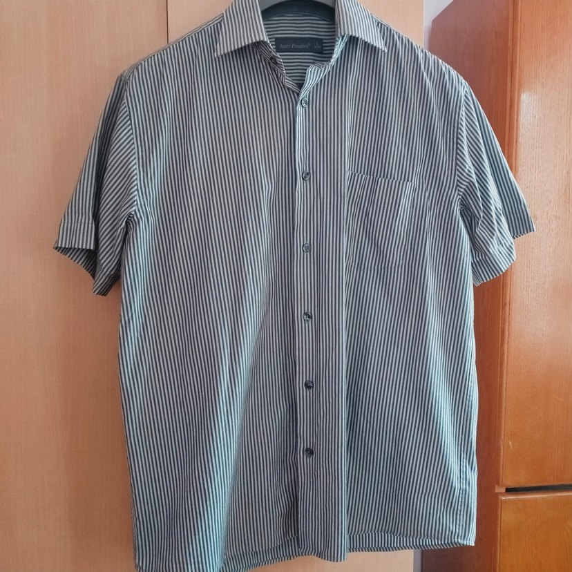 Çizgili Gri Kısa Kollu Erkek Gömlek - Görsel 2