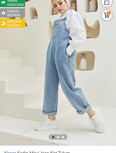 Lorelli mavi jean denim kot tulum
