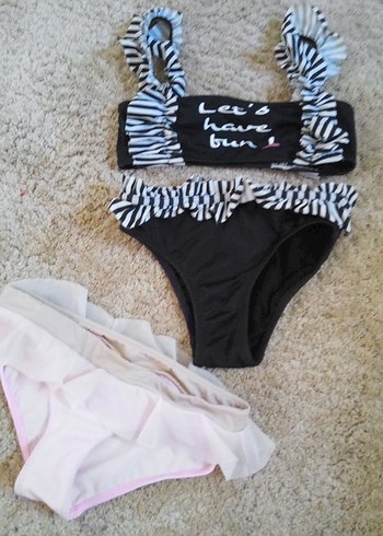 Zebra Desenli Askılı Bikini Takımı