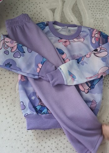 Mor Uzun Kollu Pijama Takımı kiz