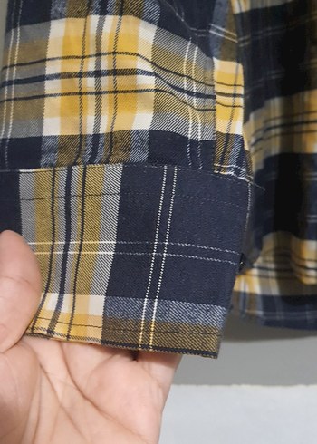 Sarı Siyah Ekose Düğmeli Erkek Gömlek - Görsel 4