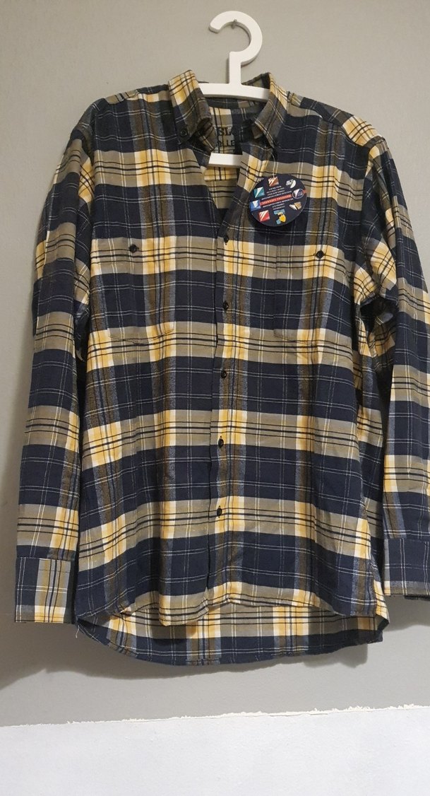 Sarı Siyah Ekose Düğmeli Erkek Gömlek - Görsel 2