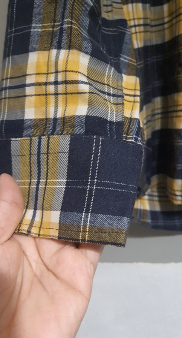 Sarı Siyah Ekose Düğmeli Erkek Gömlek - Görsel 4