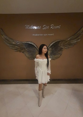 Uzun Kollu, Askısız Midi Beyaz Elbise after  elbise - Görsel 2