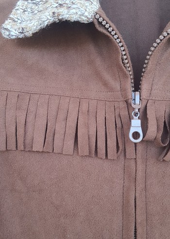 Kahverengi Süet Püsküllü Kadın Ceket - Görsel 5