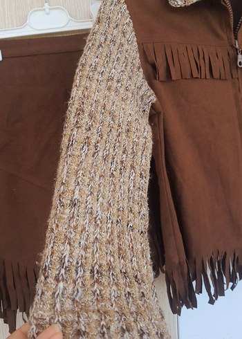 Kahverengi Süet Püsküllü Kadın Ceket - Görsel 6