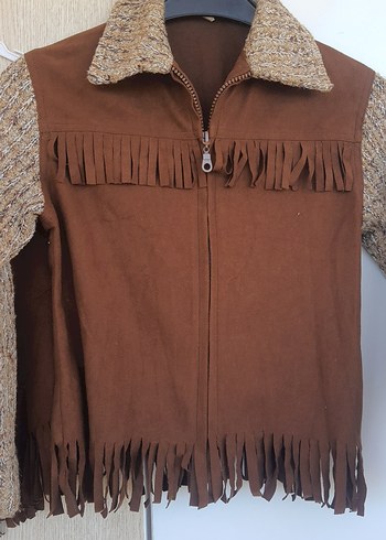 Kahverengi Süet Püsküllü Kadın Ceket - Görsel 4