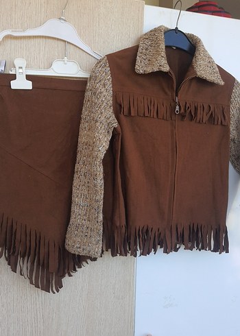 Kahverengi Süet Püsküllü Kadın Ceket - Görsel 2