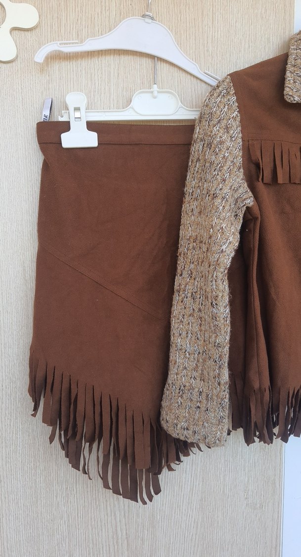 Kahverengi Süet Püsküllü Kadın Ceket - Görsel 3