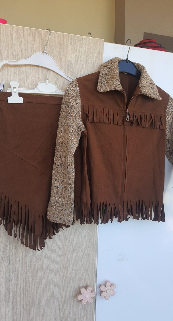 Kahverengi Süet Püsküllü Kadın Ceket - Görsel 2