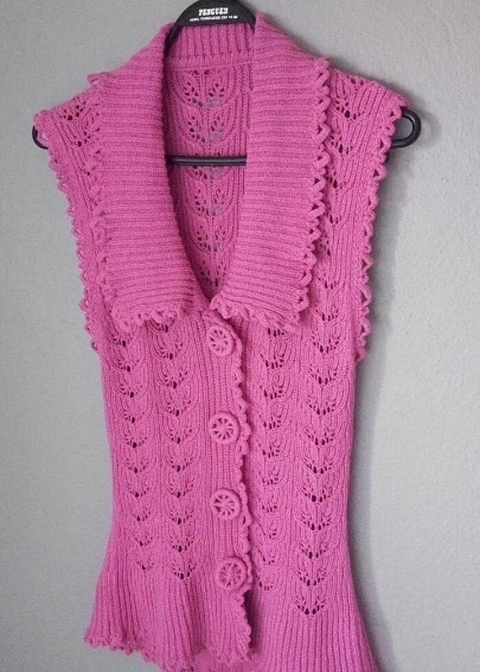 Makine işi örgü yelek - Görsel 2