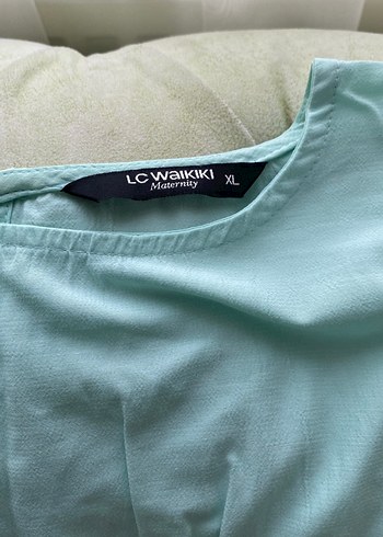 Turkuaz V Yaka Kısa Kollu Salaş  hamile Bluz - Görsel 2