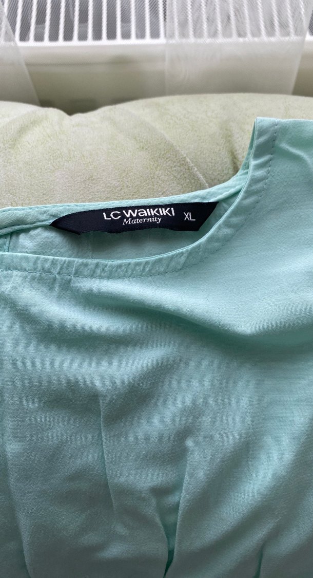 Turkuaz V Yaka Kısa Kollu Salaş  hamile Bluz - Görsel 2