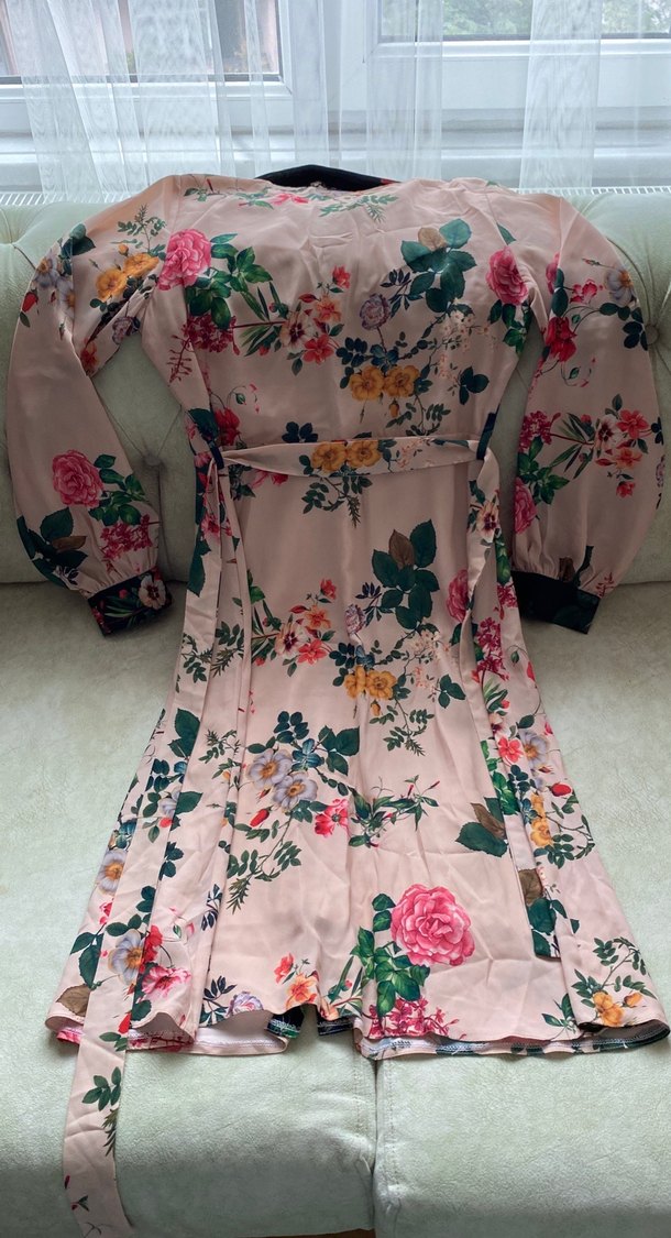 Pembe Çiçekli Uzun Bohem Kadın Elbise - Görsel 3