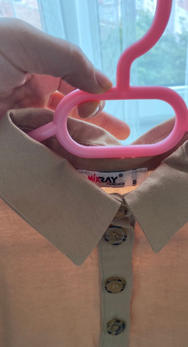 Bej Keten Düğmeli Hamile Tunik - Görsel 3