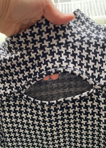 Uzun Kollu Gri Kareli Triko Elbise - Görsel 3