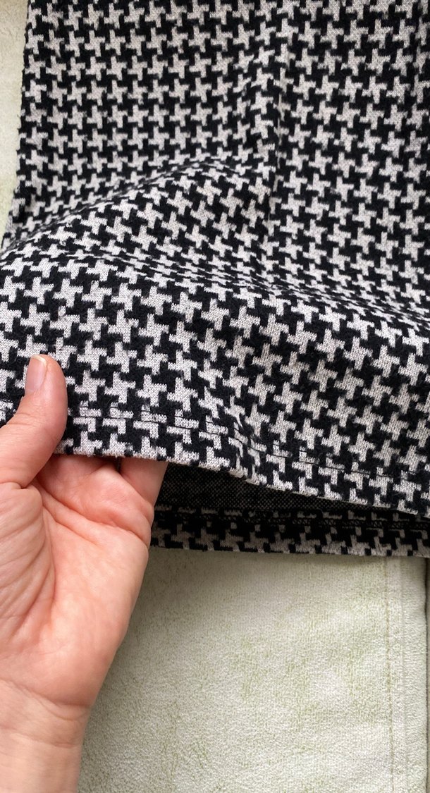 Uzun Kollu Gri Kareli Triko Elbise - Görsel 2