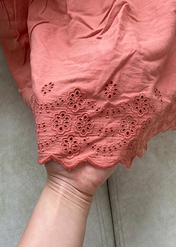 Kısa Kollu Kiremit rengi Keten Bluz hamile bluzu - Görsel 4