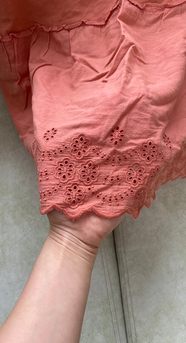 Kısa Kollu Kiremit rengi Keten Bluz hamile bluzu - Görsel 4