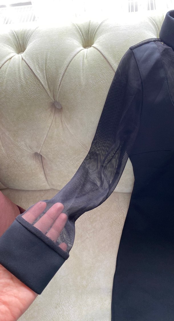 Siyah Uzun Kollu Kadın Gömlek Yaka Elbise - Görsel 3