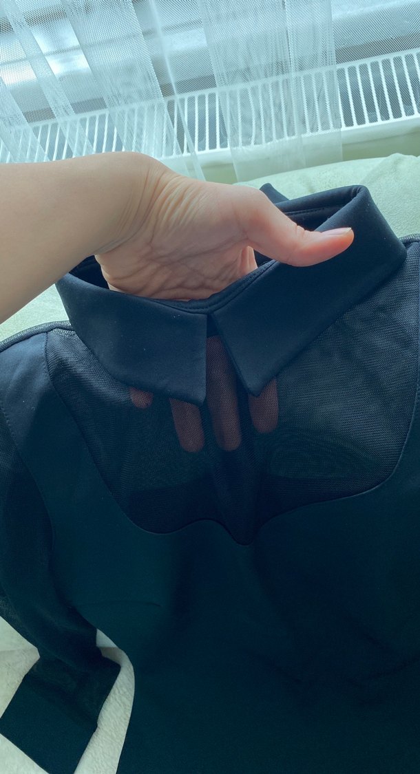 Siyah Uzun Kollu Kadın Gömlek Yaka Elbise - Görsel 2