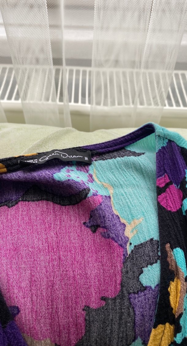 Bohem Mor Desenli Uzun Drapeli Elbise - Görsel 2