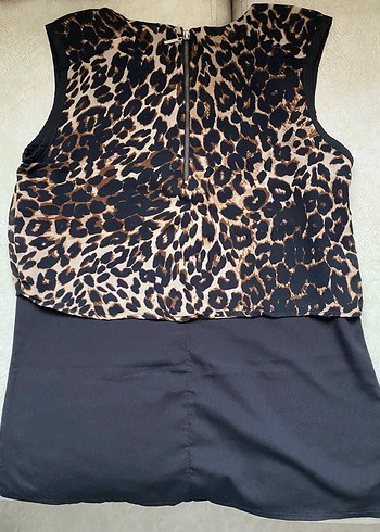 Leopar Desenli Kolsuz Bluz - Görsel 2