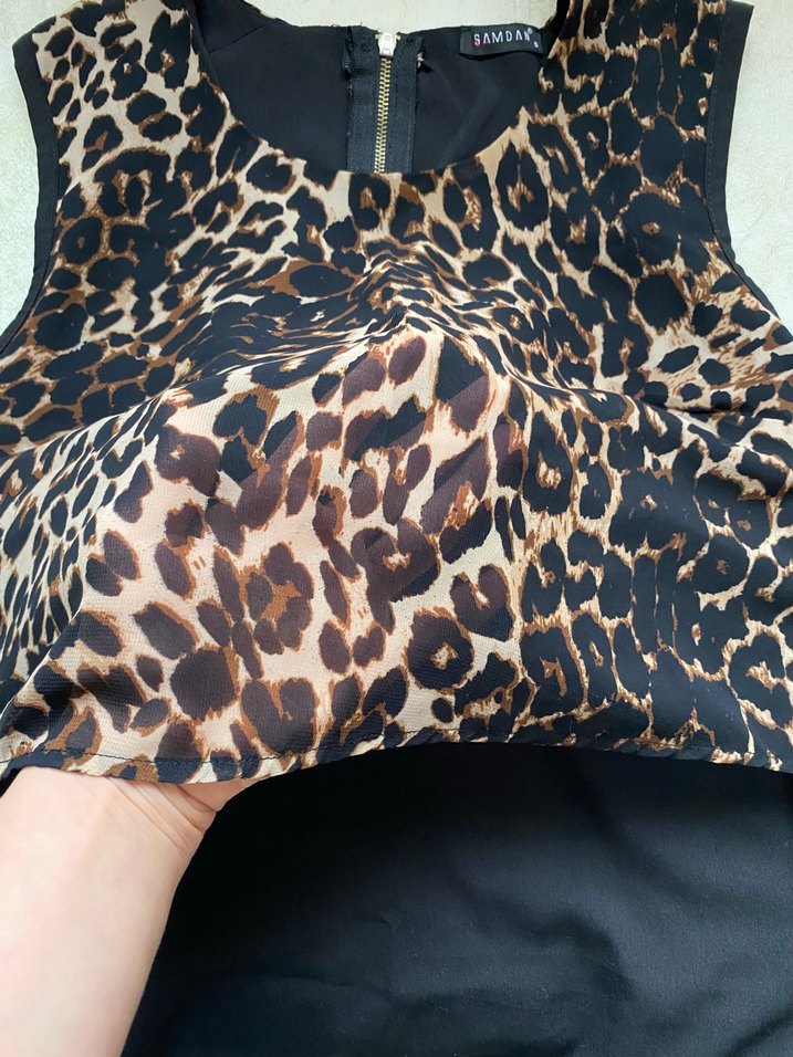 Leopar Desenli Kolsuz Bluz - Görsel 4