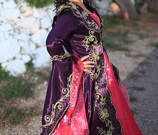 Abiye 38 beden Fuşya ve mor kaftan
