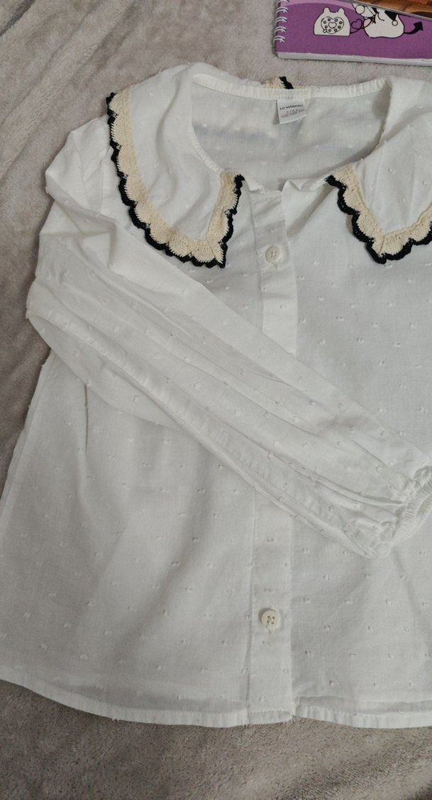 Nakışlı, kısa kollu beyaz gömlek - Görsel 3