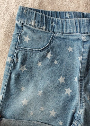 Kız Çocuk Mavi Bağlama Desenli Denim Şort - Görsel 3