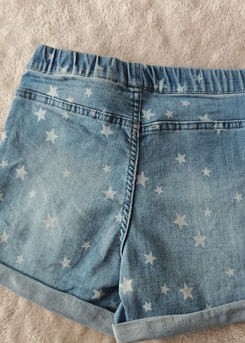 Kız Çocuk Mavi Bağlama Desenli Denim Şort - Görsel 4