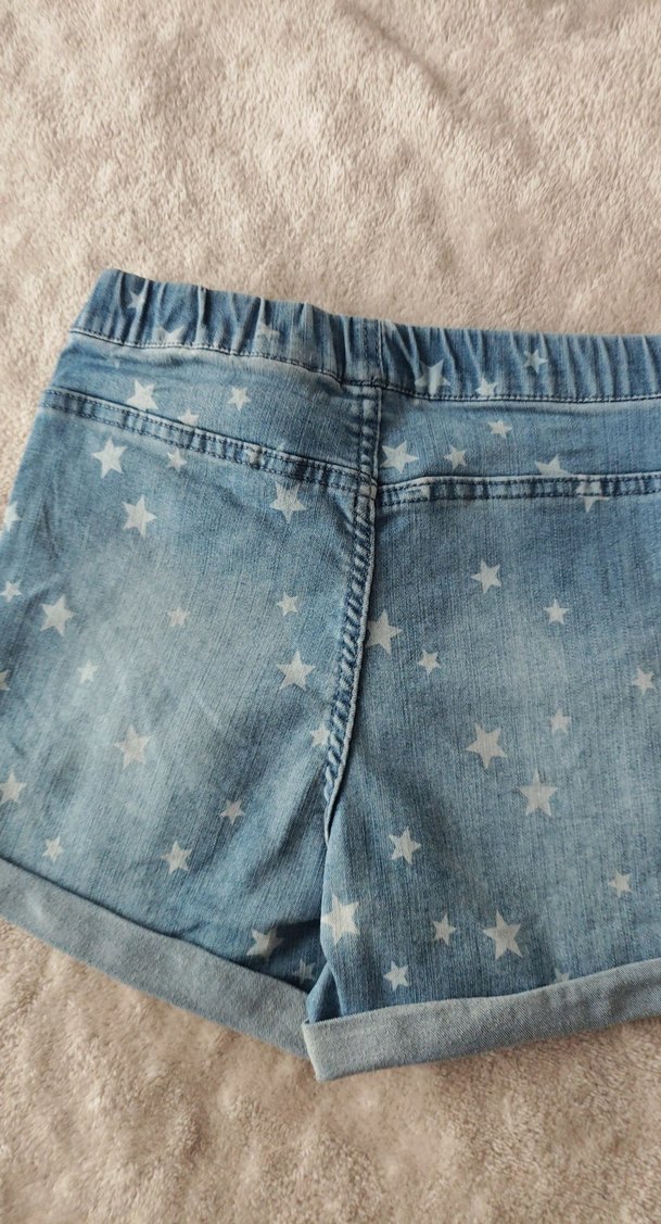 Kız Çocuk Mavi Bağlama Desenli Denim Şort - Görsel 4