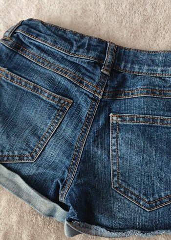 Düğmeli Mavi Kız Denim Şort - Görsel 3