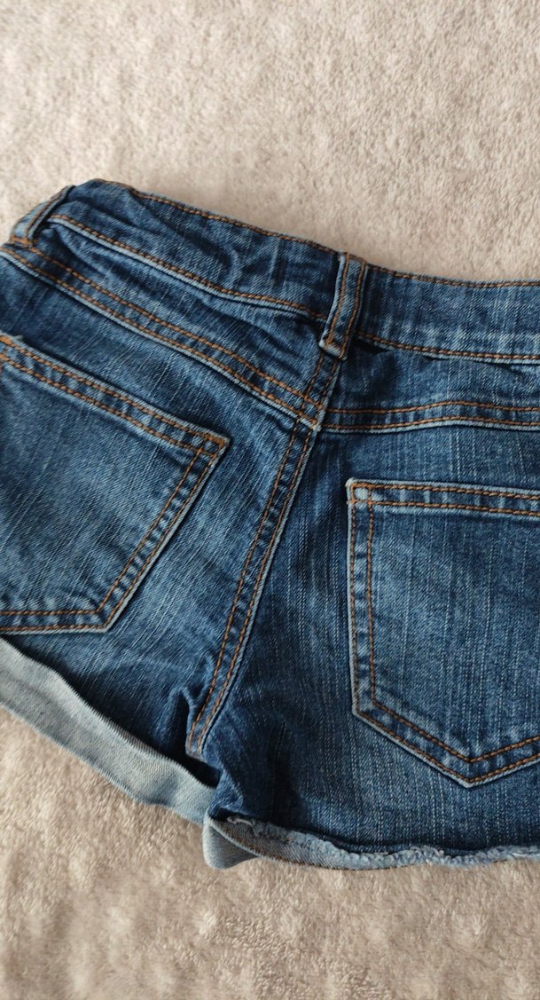 Düğmeli Mavi Kız Denim Şort - Görsel 3