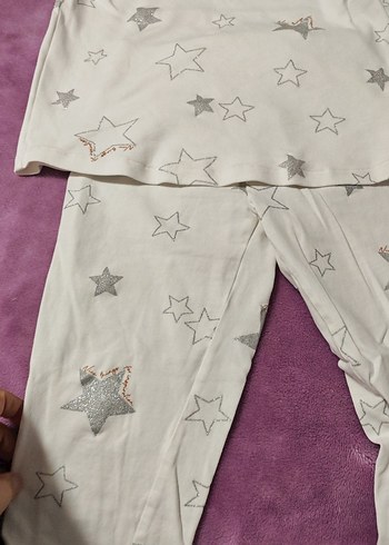 Kız Çocuk Nakışlı Beyaz Pijama Takımı - Görsel 3